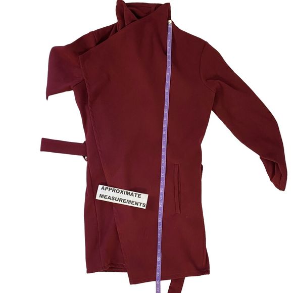 Fashion Nova Blazer Womens Medium Red Waterfall Belted Jacket Office Casual Fall - Picture 5 of 11